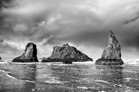 Triad, Bandon Beach, Oregon BW
