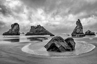 Tide Pool After the Storm, Bandon Beach,  Oregon BW