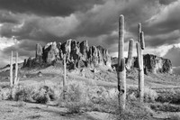 Superstition Mountains Approaching Storm BW