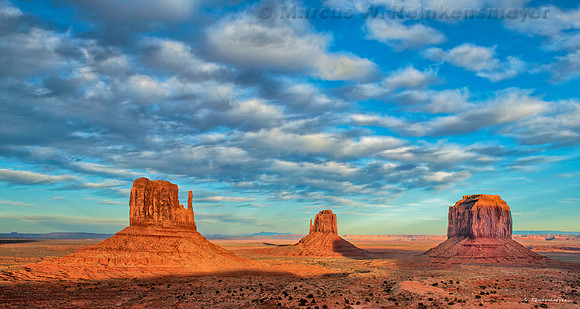 Three Mittens Sundown, Monument Valley, Arizona-Utah Border 16 x 30 sig