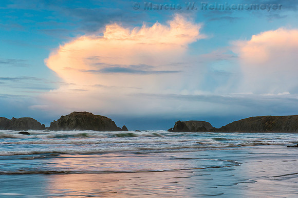 Rain Shrouded Sunset  Bandon Beach Oregon  Dusk 1
