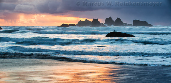 Dusk Glow  Cannon Beach Oregon pano