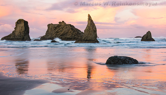 Mirror Bandon Beach, Oregon,  6 pano