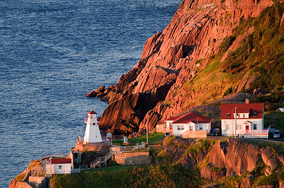 Located on the southern side of The Narrows, a lighthouse and World War II gun emplacements at historic Fort Amherst, St. John's, Newfoundland and Labrador.