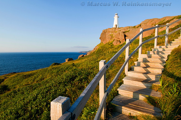 Stairway leading to the lighthouse at Cape Spear, located on the far eastern Atlantic coast of Newfoundland, Canada.