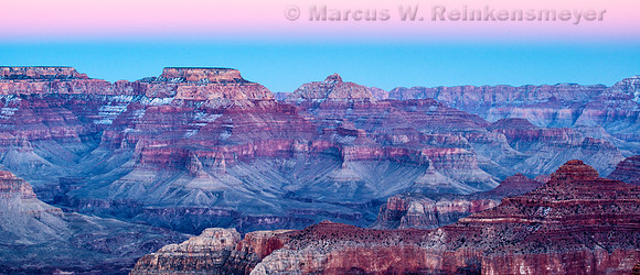Grand Canyon Hopi Point Pink Sky Panoramic