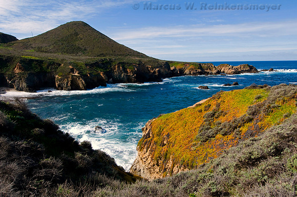 Big Sur coastline viewed from a cliff at Garrapata State Park , California.