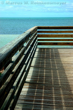 Weathered wooden walkway at Bahia State Park, Florida Keys, Florida.
