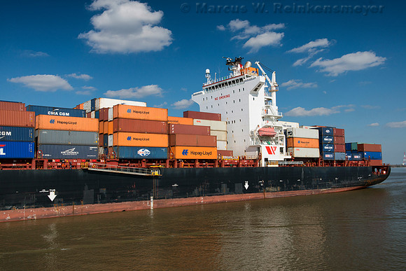 Savannah River Ocean Bound Ship