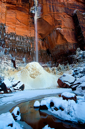 Half Frozen, Upper Emerald Pool, Zion National Park, Utah