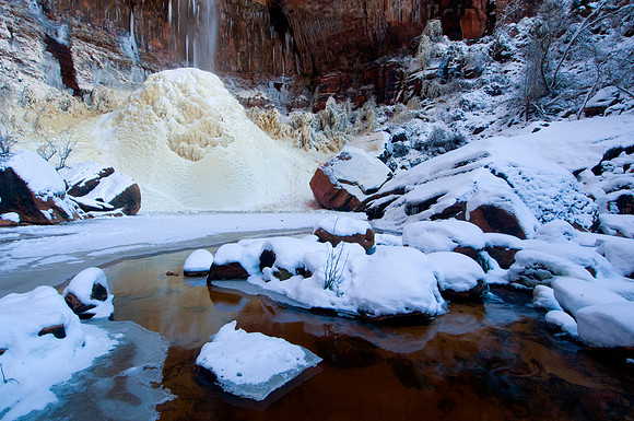 Half Frozen, Upper Emerald Pool, Zion National Park, Utah