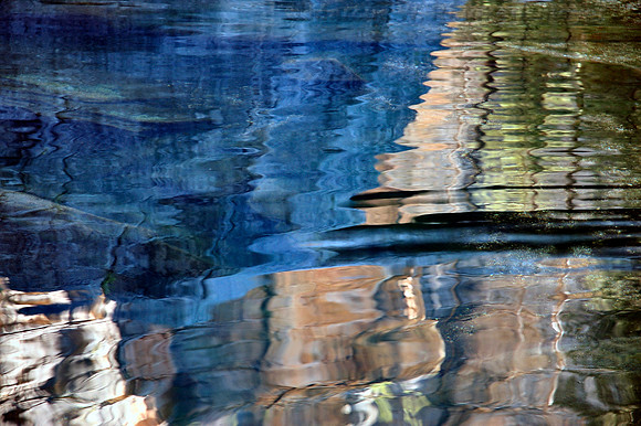 Canyon sall reflections at spring fed West Clear Creek, a secluded hiking location in the Coconino National Forest, Arizona.