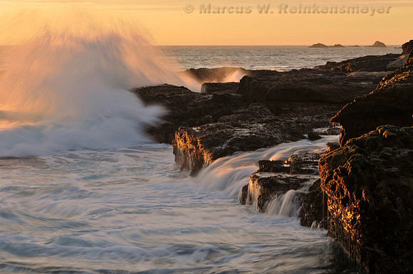 The "golden hour" and an all too brief, but unforgettable, sunset at a jagged rock outcropping in Point Lobos State Natural Reserve.
