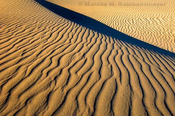 Sand dune ripples and nature's patterns in the Mesquite Flat Dunes, Death Valley National Park, California.