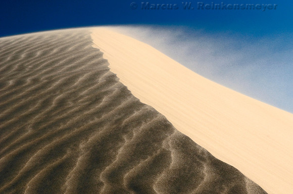 High winds and blowing sands in a sand storm at Mesquite Flat Dunes, located near Stove Pipe Wells in Death Valley National Park, California.