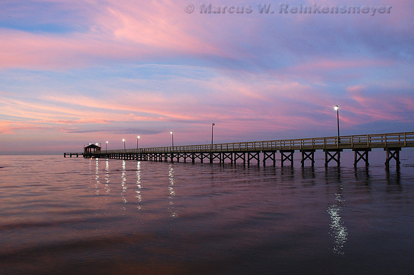 Pier at dusk, before Hurricane Katrina ravaged the Gulf Coast. Biloxi, Mississippi.